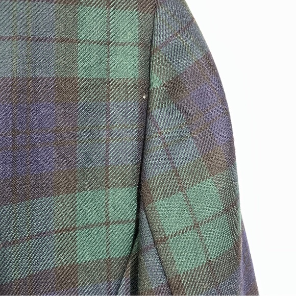 Vintage 12P Pendleton Wool Green and Blue Plaid Tartan Blazer Jacket - Picture 10 of 10